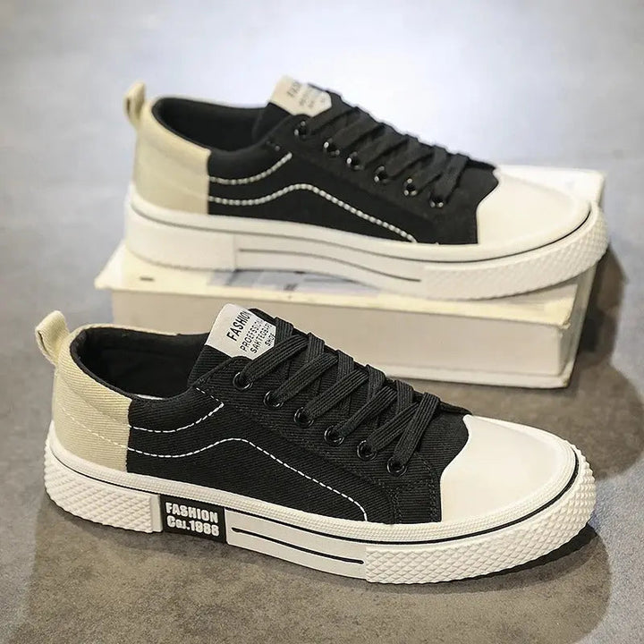 Giorgio | Two-Tone Canvas Cap Toe Lace-Up Casual Sneakers Mens Shoes