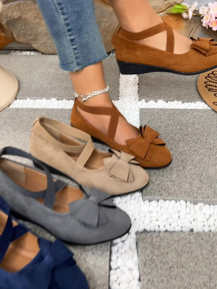Lola | Women's Bow Cross-Strap Ballet Flats