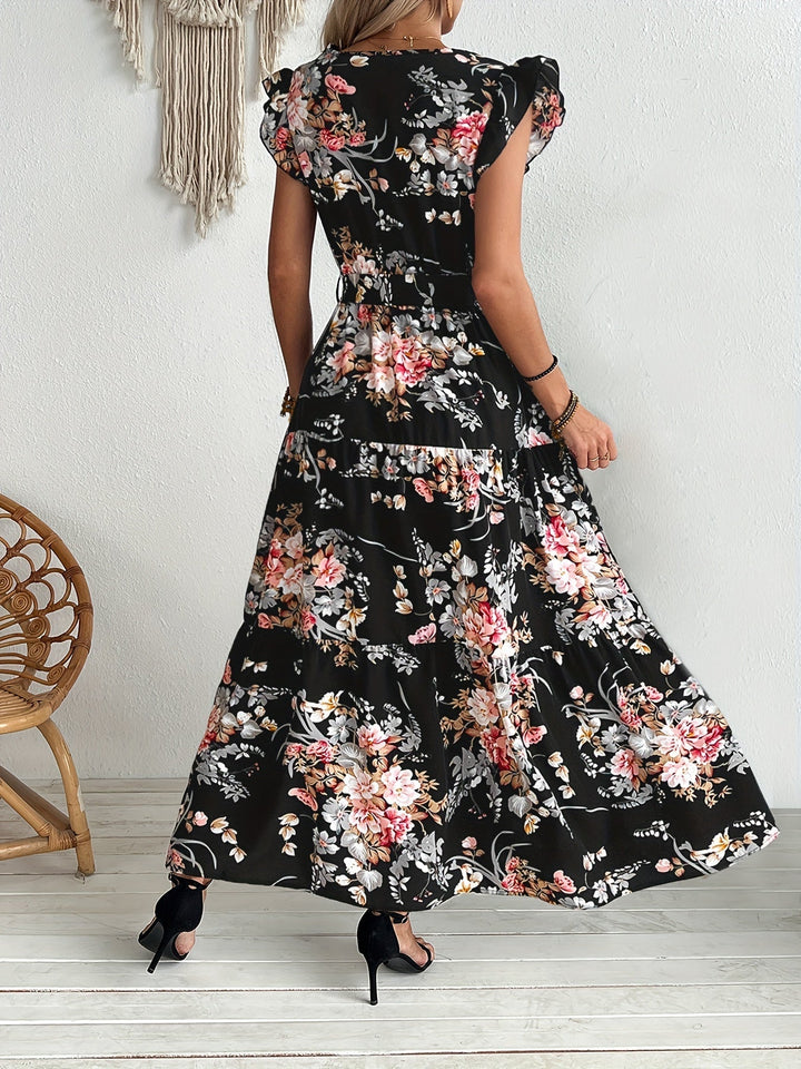 Rosalie | Women's Wrap Frill Sleeve Boho Floral Summer Dress