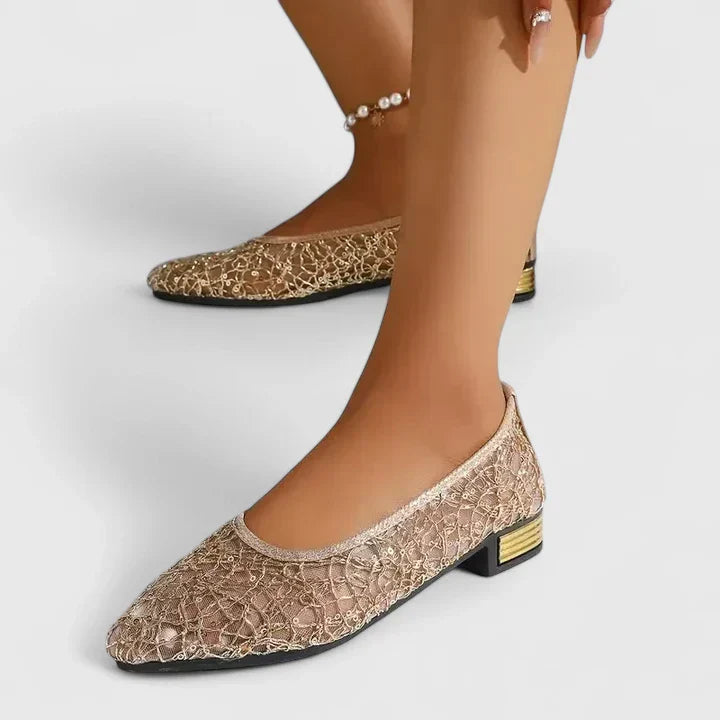 Glimmer | Sequin Lace Pointed-Toe Orthopedic Flats for Women