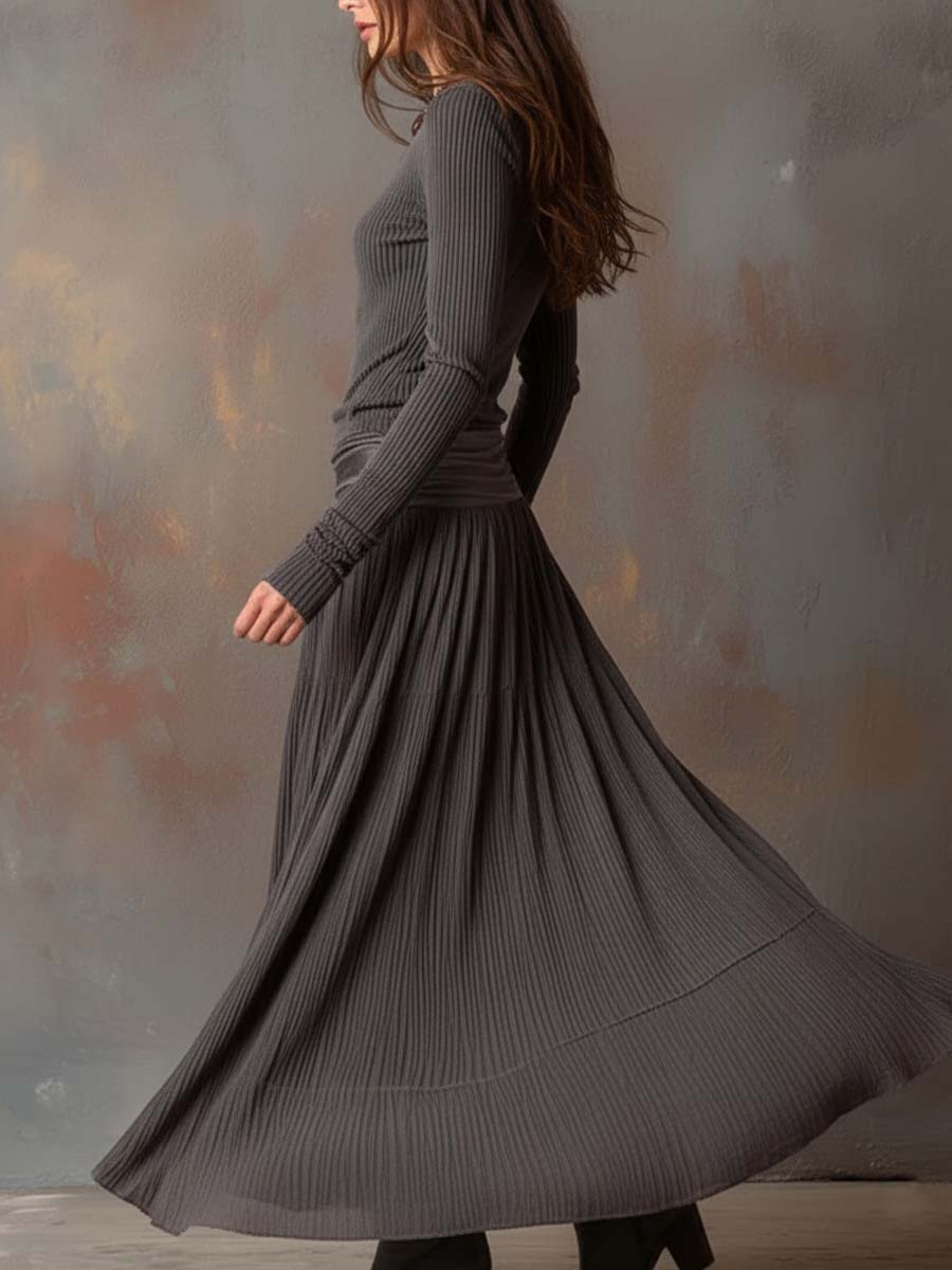 Stevie | Ribbed Long Sleeve Maxi Dress
