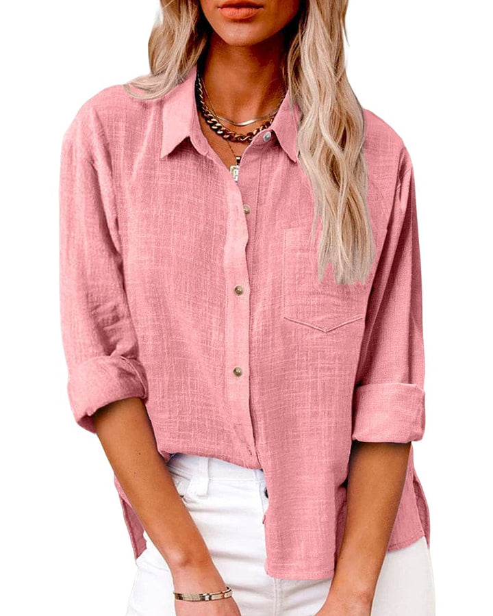 Brielle | Chest-Pocket Cotton Longline Tunic Blouse