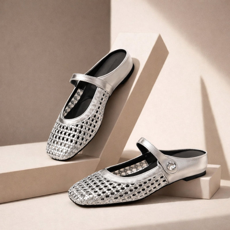 Aurore | Women's Woven Metallic Flats