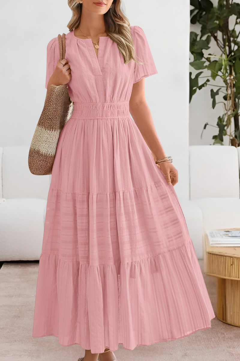 Elowen | Flutter Sleeve Smocked Waist Tiered Boho Dress