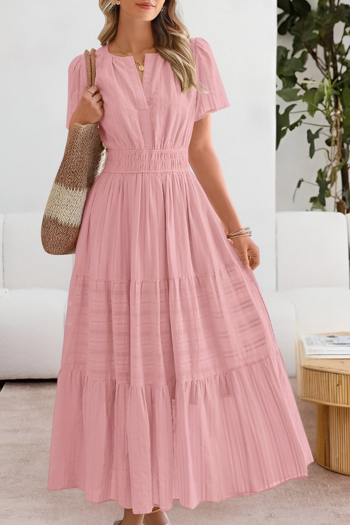 Elowen | Flutter Sleeve Smocked Waist Tiered Boho Dress
