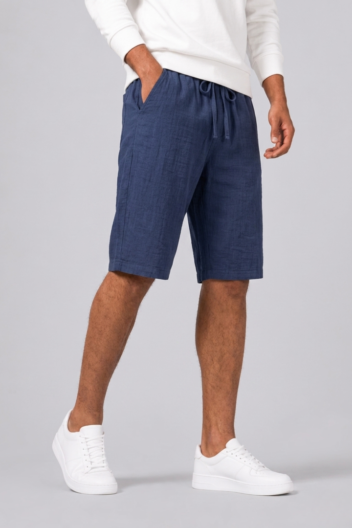 Mondello | Men's Clean Fit Drawstring Linen Shorts