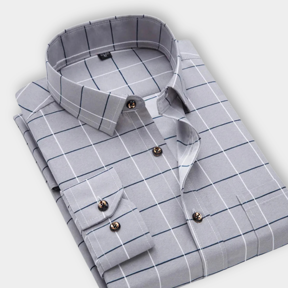 Adrian | Grid Pattern Oxford Button-Down Shirt