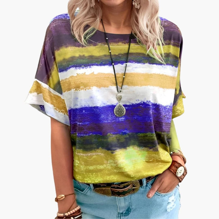 Storm | Watercolour Striped Shirt – Women's Graphic Print Oversized Top