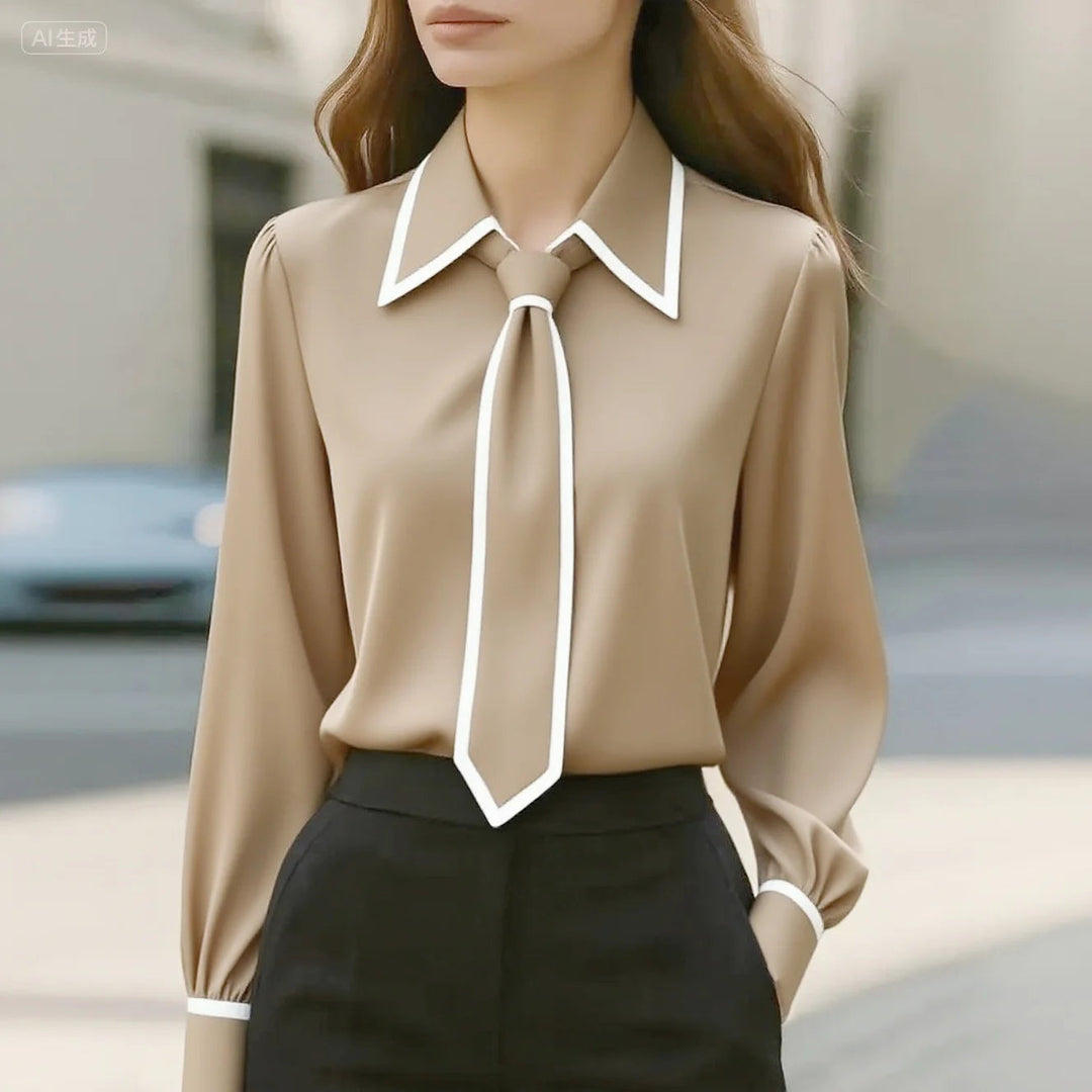 Monroe | Tie Neck Satin Blouse – Women's Elegant Work Blouse