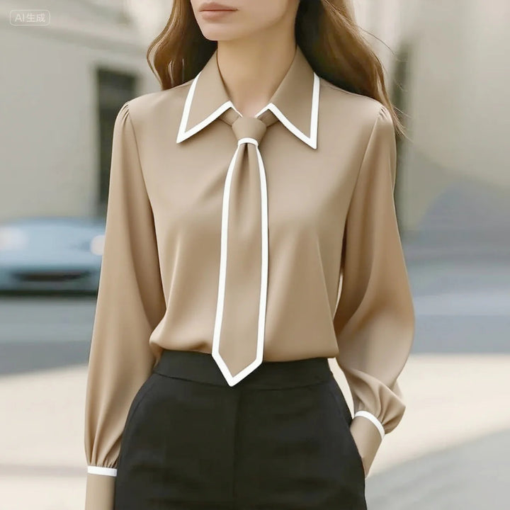 Monroe | Tie Neck Satin Blouse – Women's Elegant Work Blouse