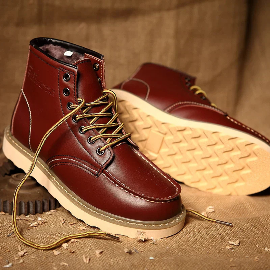 Daxton | Lace-Up Moc Toe Contrast Sole Ankle Boots