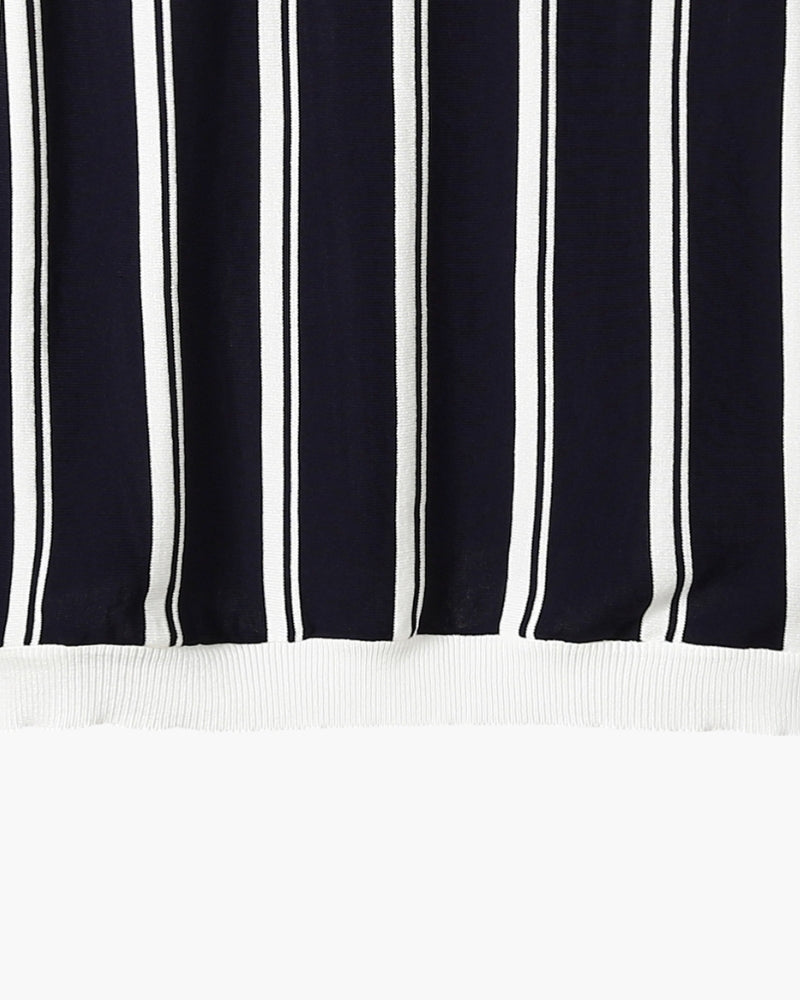 Rocco | Striped Zip Polo Shirt – Men's Knit Short Sleeve Top