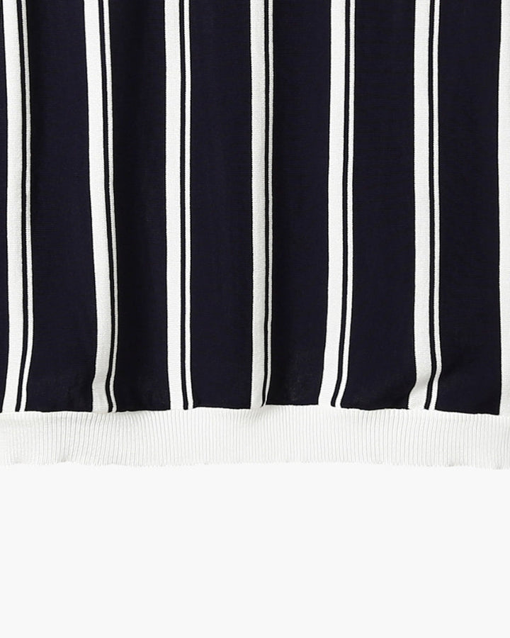 Rocco | Striped Zip Polo Shirt – Men's Knit Short Sleeve Top