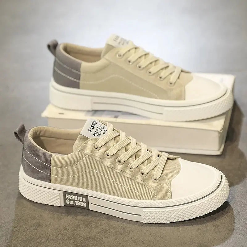 Giorgio | Two-Tone Canvas Cap Toe Lace-Up Casual Sneakers Mens Shoes
