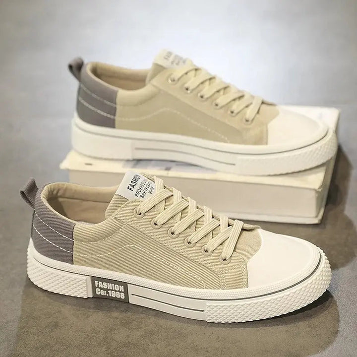 Giorgio | Two-Tone Canvas Cap Toe Lace-Up Casual Sneakers Mens Shoes