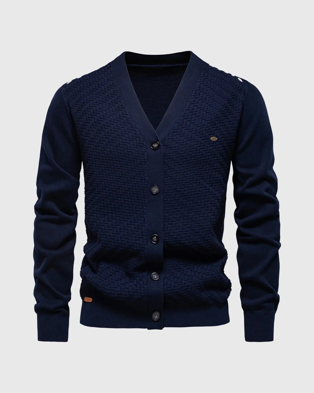 Archer | Herringbone Panel V-Neck Men's Cardigan