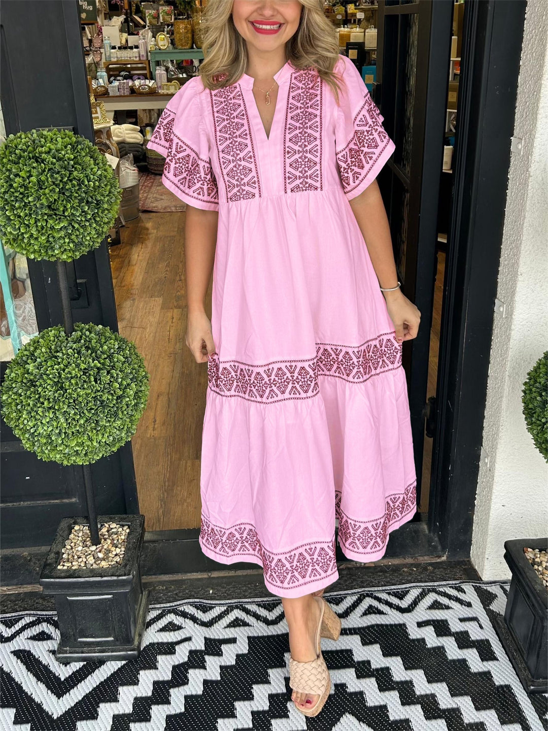 Kalinda | Tribal Embroidered Tiered Maxi Boho Dress