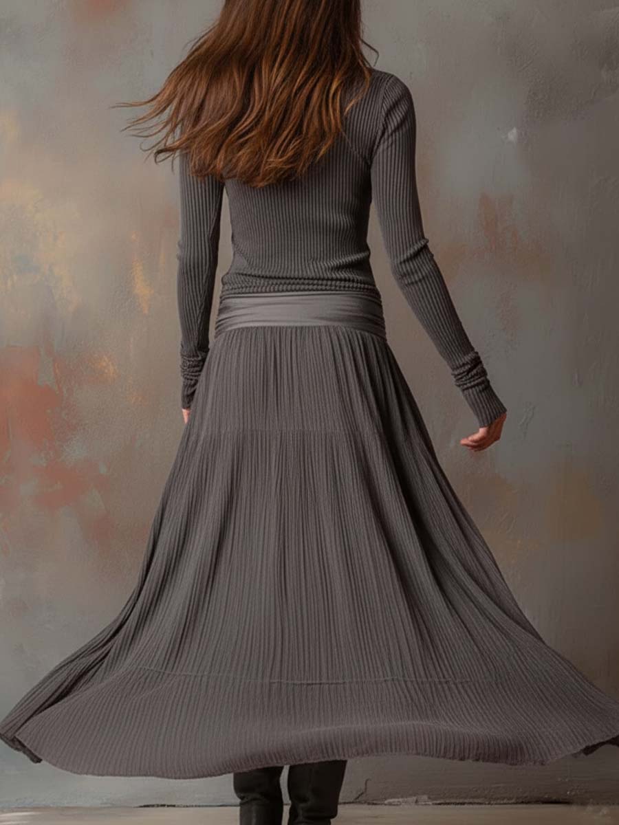 Stevie | Ribbed Long Sleeve Maxi Dress