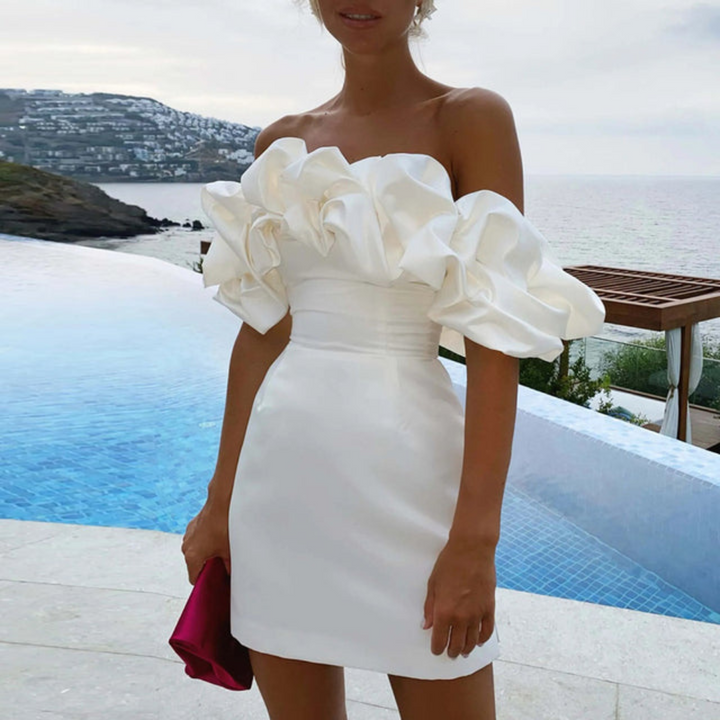 Celeste | Off-Shoulder Ruffle Wedding Guest Dress