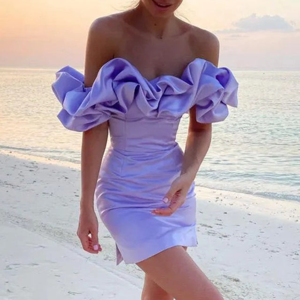 Celeste | Off-Shoulder Ruffle Wedding Guest Dress