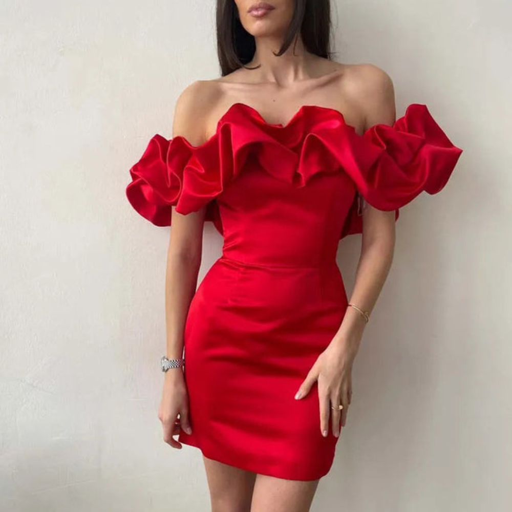 Celeste | Off-Shoulder Ruffle Wedding Guest Dress
