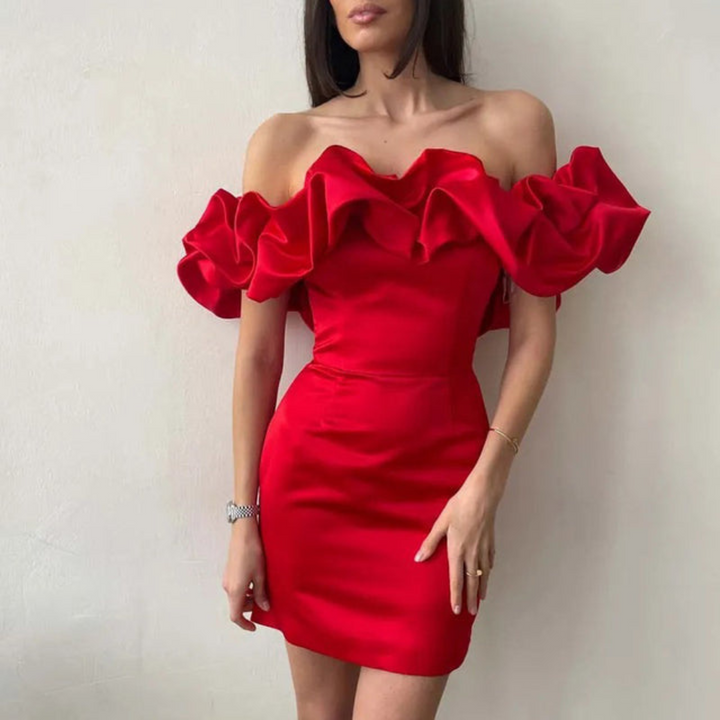 Celeste | Off-Shoulder Ruffle Wedding Guest Dress