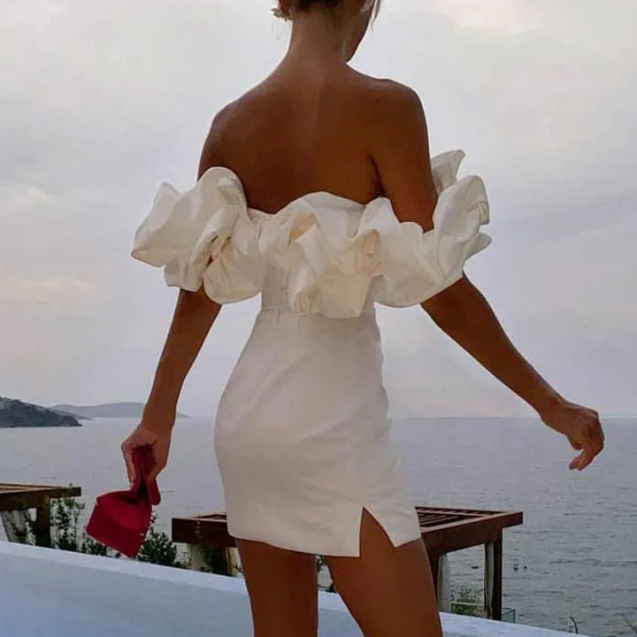 Celeste | Off-Shoulder Ruffle Wedding Guest Dress