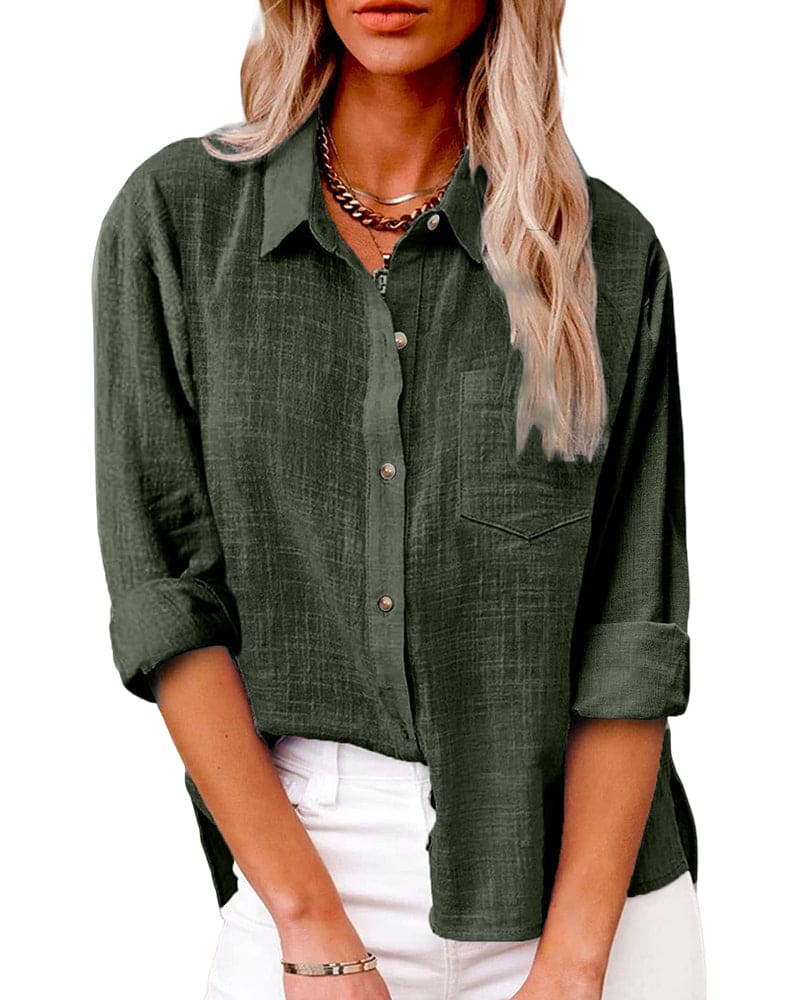 Brielle | Chest-Pocket Cotton Longline Tunic Blouse