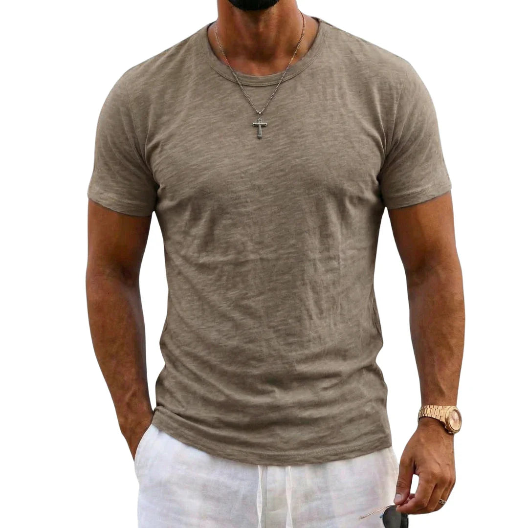 Reef | Slim Fit Crew Neck Slub Cotton Plain Mens T Shirt