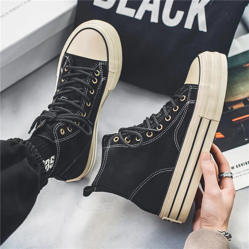 Hendrix | Vintage Wash High Top Suede Platform Sneakers Mens Shoes
