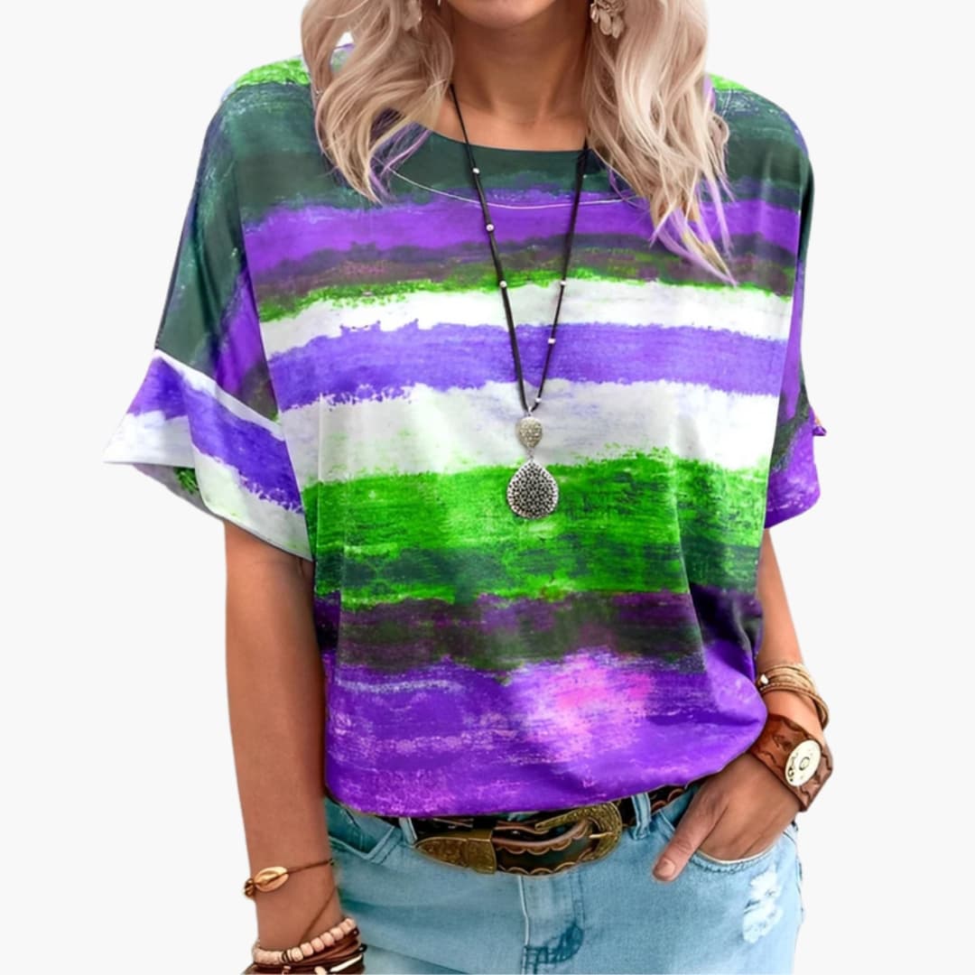 Storm | Watercolour Striped Shirt – Women's Graphic Print Oversized Top