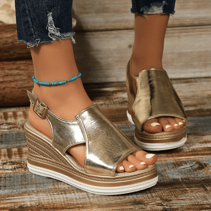 Aurielle | Women’s Metallic Wedge Sandals