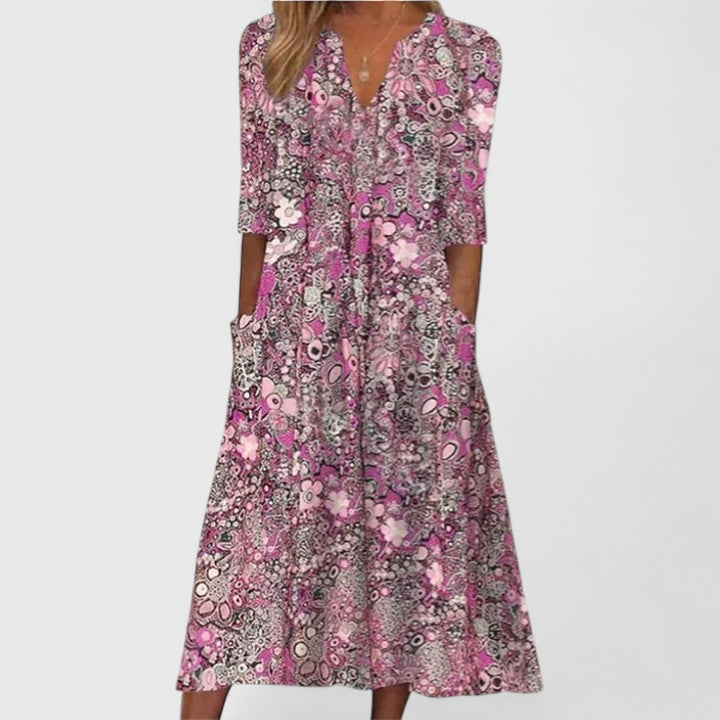 Kaleidoscope | Mixed Floral Print Pocket Midi Summer Dress