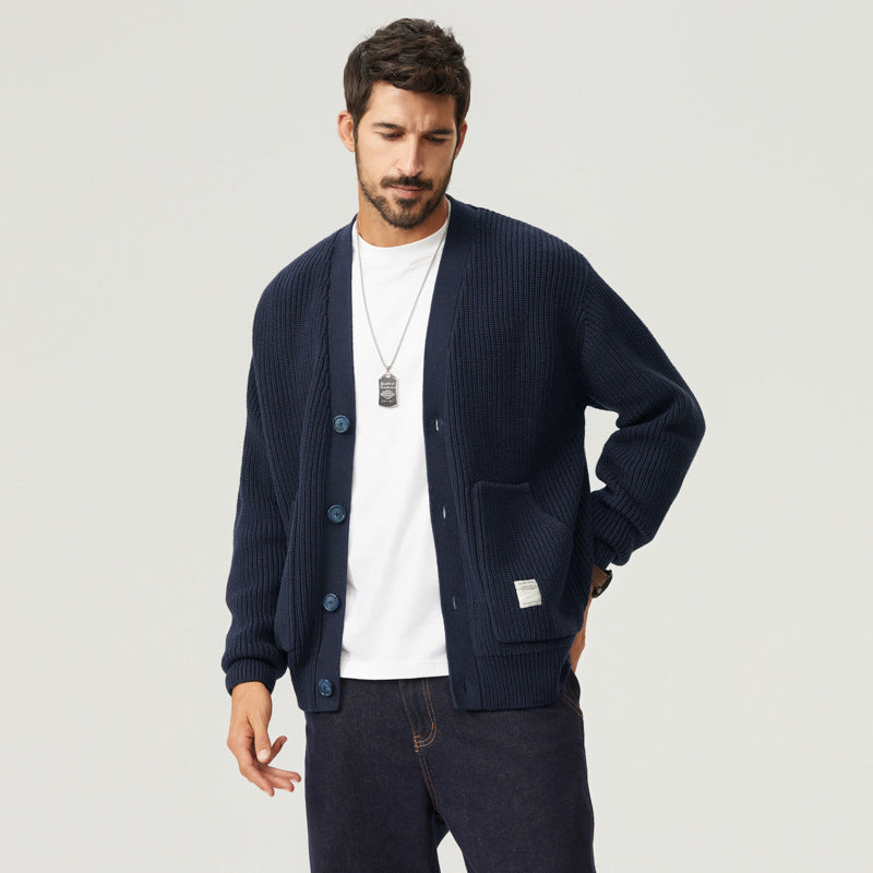 Workroom | Chunky Rib Knit V-Neck Men's Cardigan