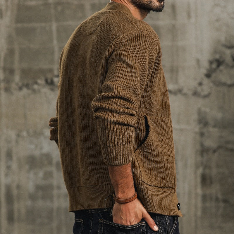 Workroom | Chunky Rib Knit V-Neck Men's Cardigan