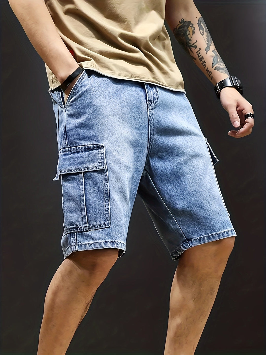 Decker | Men's Denim Cargo Shorts with Flap Pocket