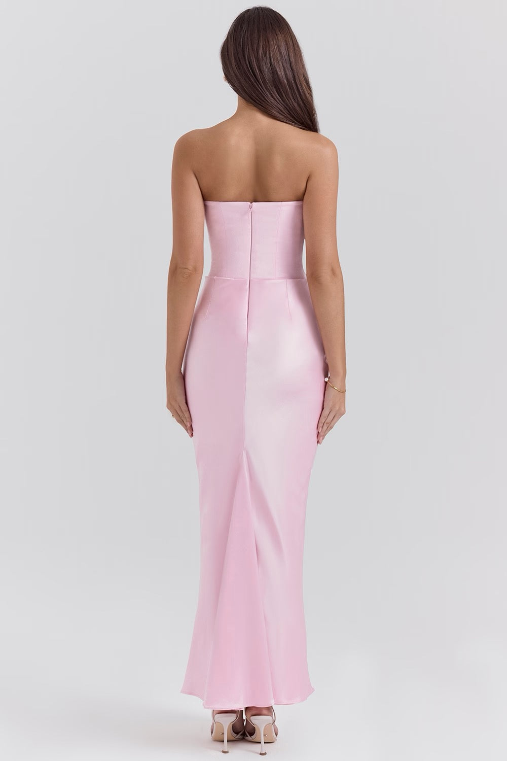Emelia | Strapless Underwire Corset Draped Satin Maxi Fall Wedding Guest Dress
