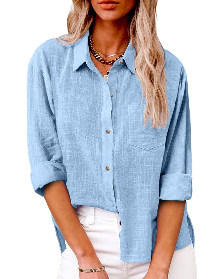 Brielle | Chest-Pocket Cotton Longline Tunic Blouse