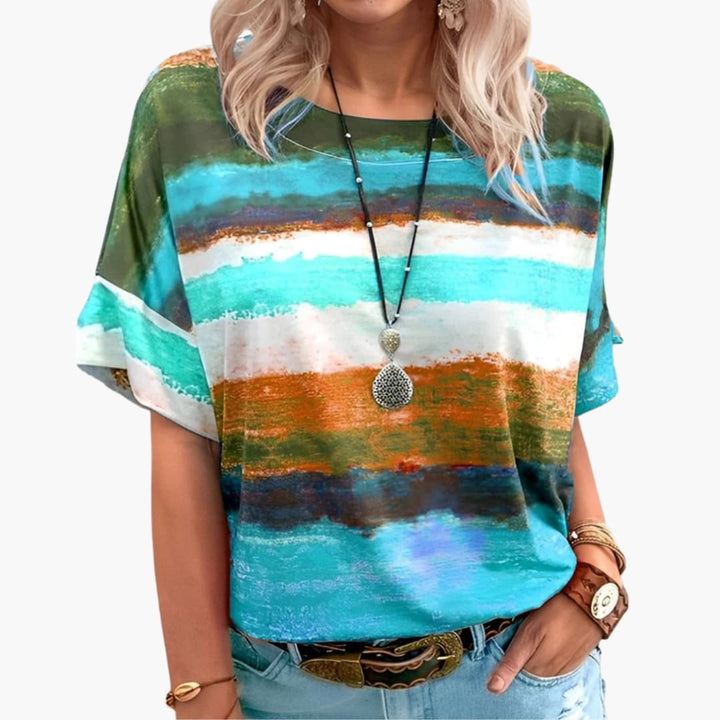 Storm | Watercolour Striped Shirt – Women's Graphic Print Oversized Top