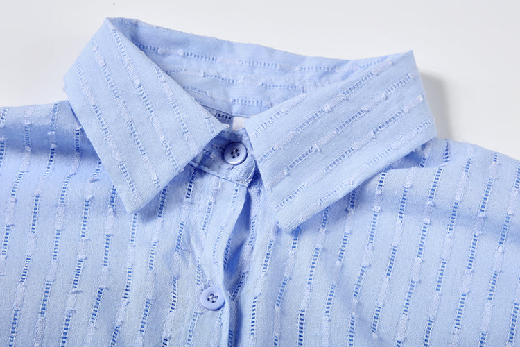 Bianca | Textured Matching Set – Women's Oversized Shirt & Shorts