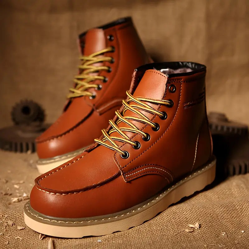 Harlo | Lace-Up Moc Toe Fleece Lined Ankle Boots