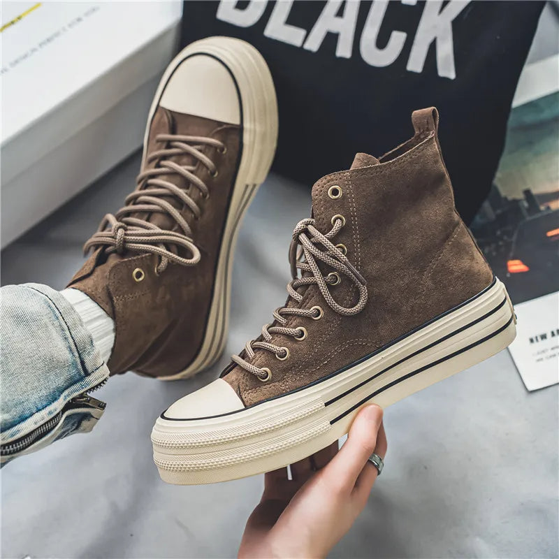 Hendrix | Vintage Wash High Top Suede Platform Sneakers Mens Shoes