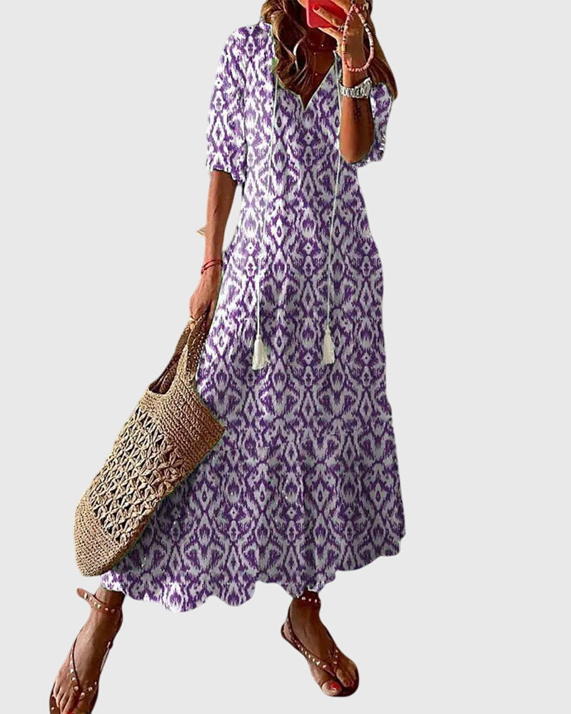 Indira | Women's Boho Print Maxi Dress – Summer Beach Dress