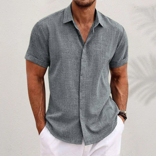 Marco | Men's Short Sleeve Linen Camp Collar Shirt