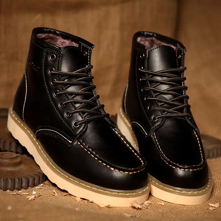 Harlo | Lace-Up Moc Toe Fleece Lined Ankle Boots