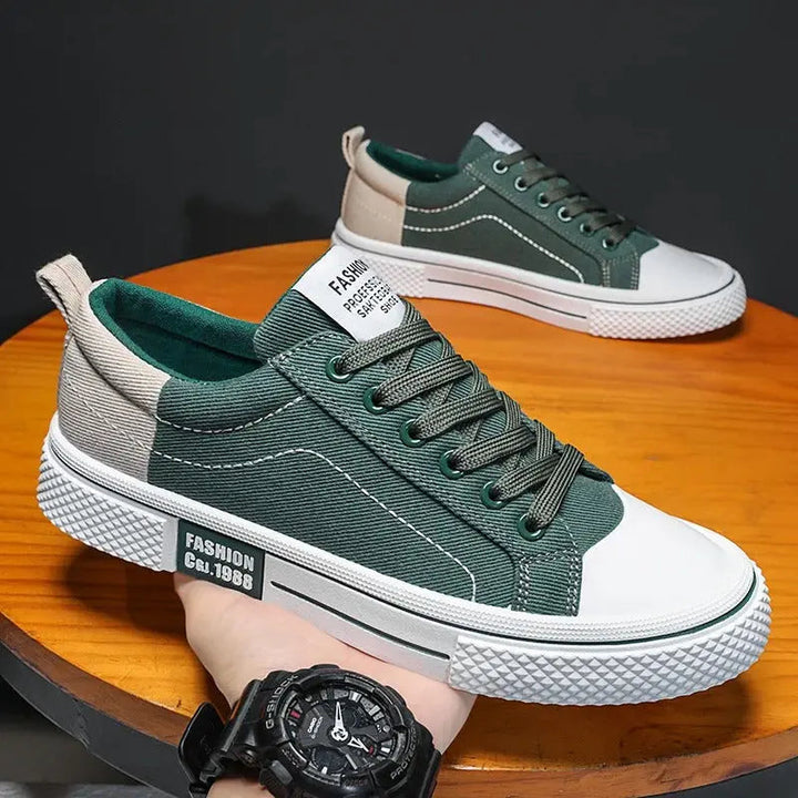Giorgio | Two-Tone Canvas Cap Toe Lace-Up Casual Sneakers Mens Shoes