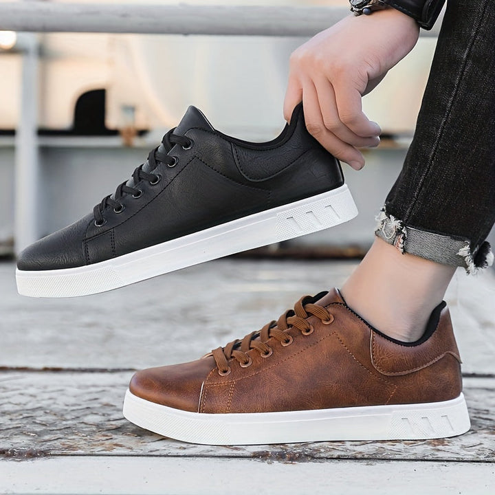 Paxton | Leather Lace-Up Flatform Casual Sneakers Mens Shoes