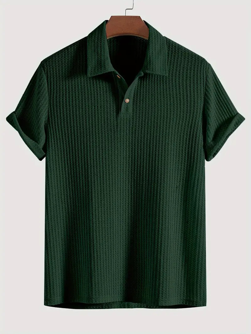 Cassius | Men's Textured Knit Two-Button Polo