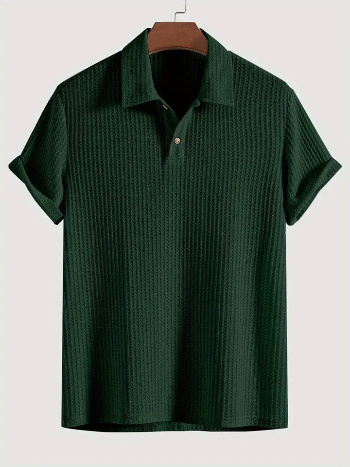 Cassius | Men's Textured Knit Two-Button Polo