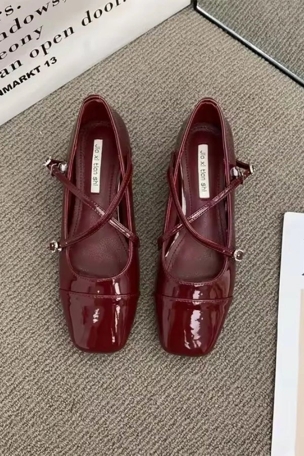 Lisette | Metallic Cross-Strap Mary Jane Orthopedic Flats for Women